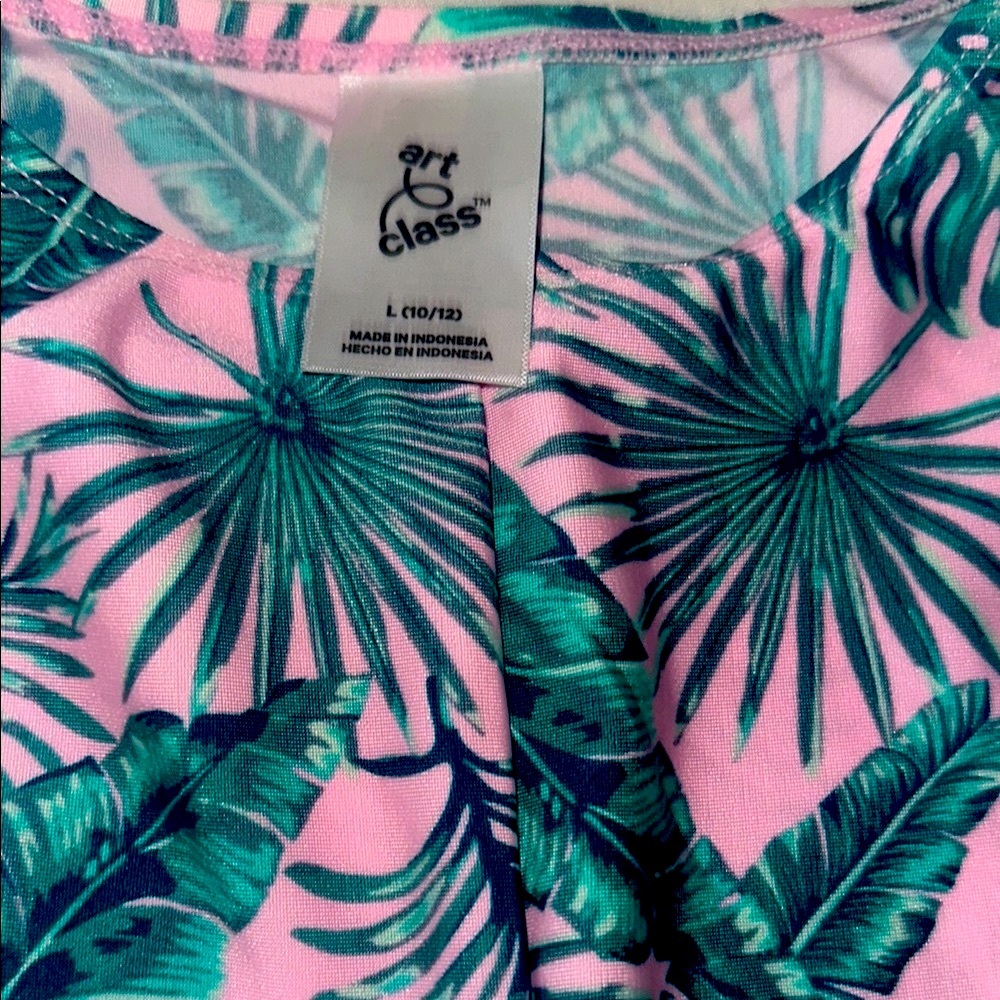 Art Class Green and Pink Bikini Set with Tropical Print - Picture 7 of 9